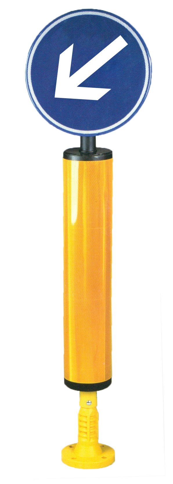 Advanced bollard for securing traffic island noses, roundabouts, and road intersections, designed according to the latest technologies. It is resistant to breakage and damage, and features flexible bending and rebound capability.