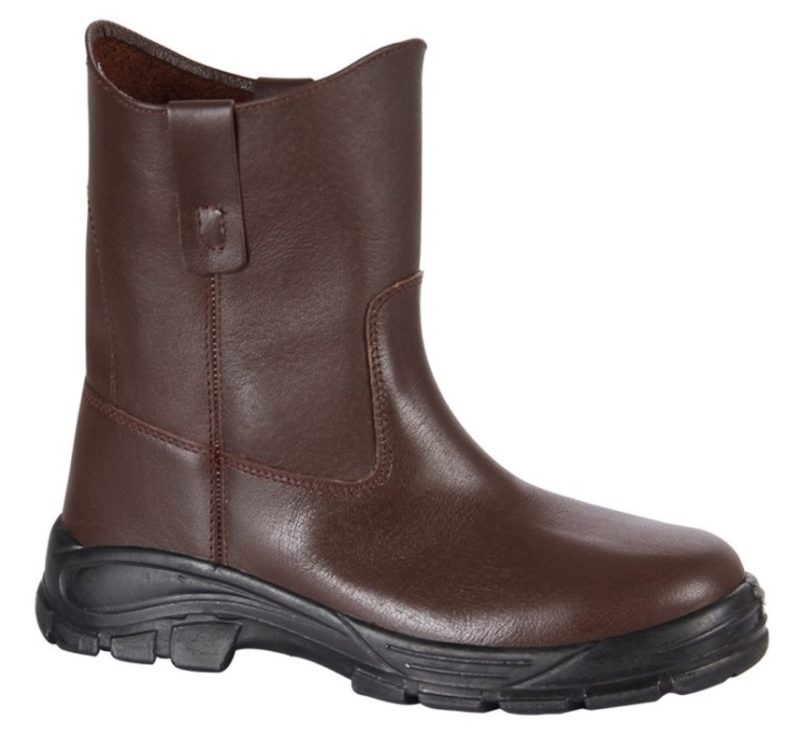 Natural leather short-neck boots for heavy-duty service for stationary personnel