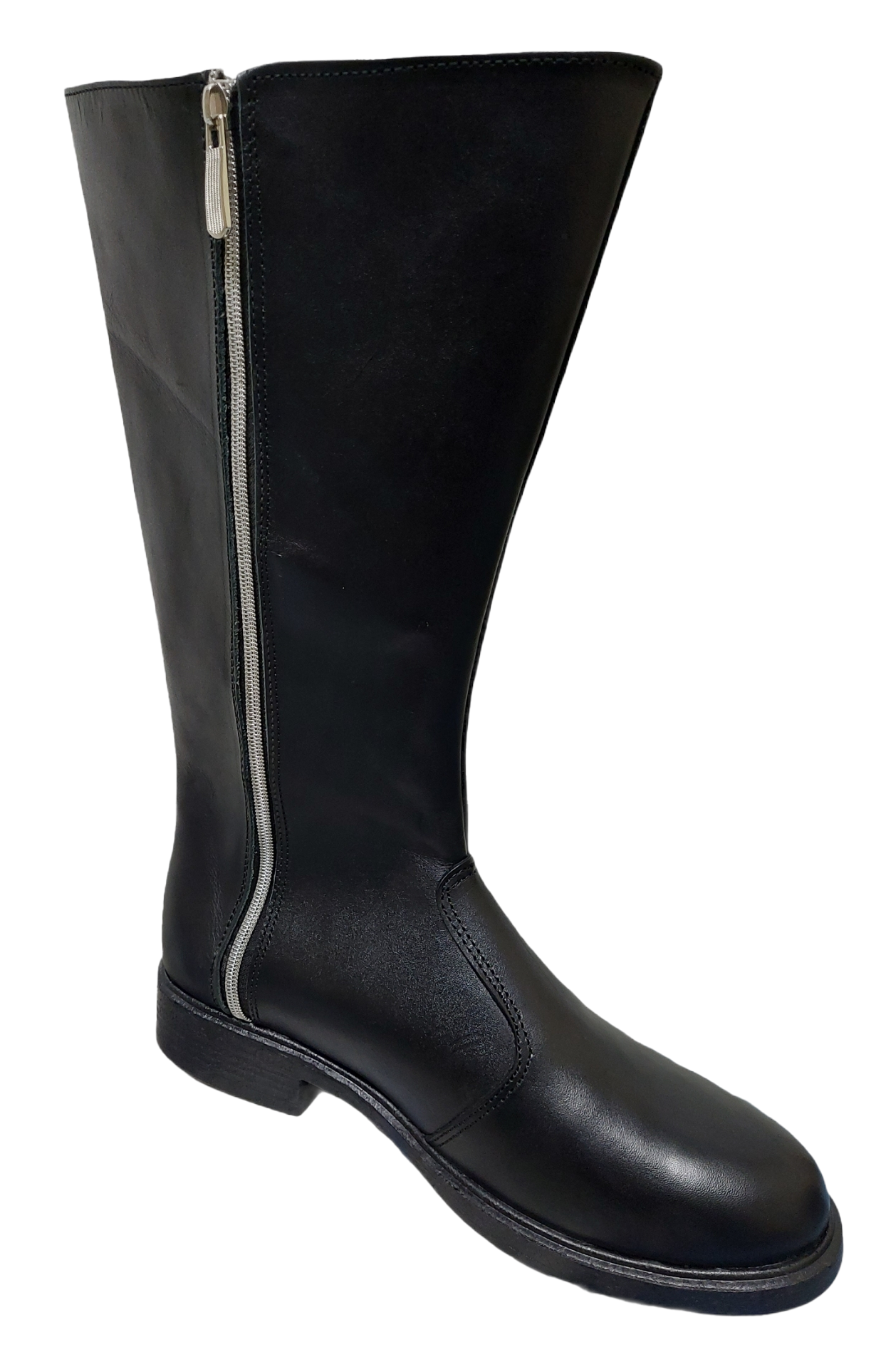 Natural leather high-neck boots (35 cm) for motorcyclists – aluminum zipper and PVC sole