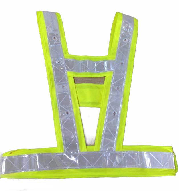 Fluorescent cross-belt with PVC reflectors and LED lighting for individuals