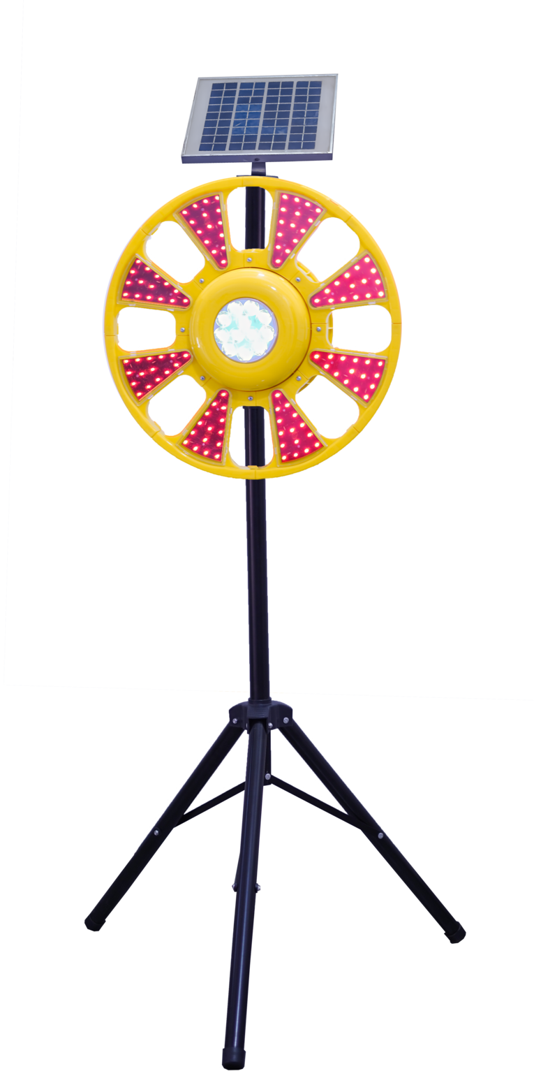 Light mill powered by a solar panel and a heavy-duty battery