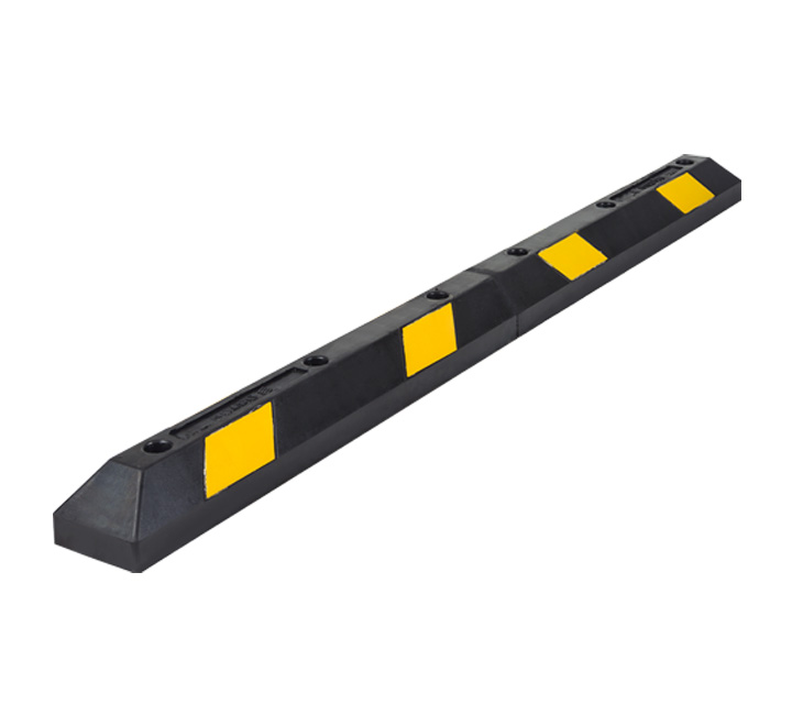 Pyramidal wheel stopper to halt front and rear vehicle wheels when parking in garages.Size:100 x 20 x 12 cm