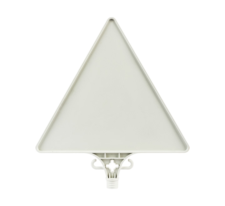 Triangular plastic traffic sign, height 38 cm, with threaded socket for installation on traffic cone, stand or road barrier